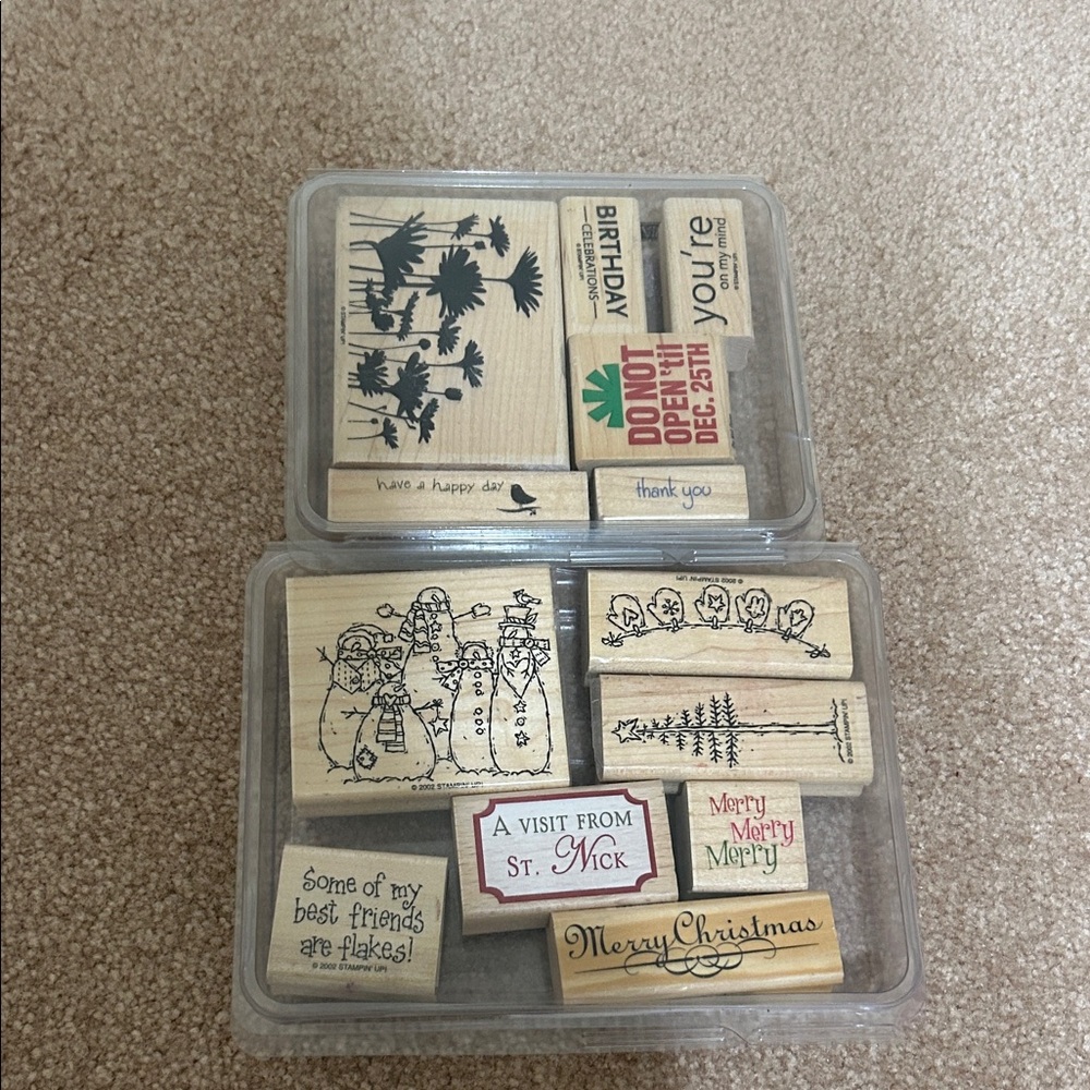 Holiday Rubber Stamp Set with Wooden Blocks